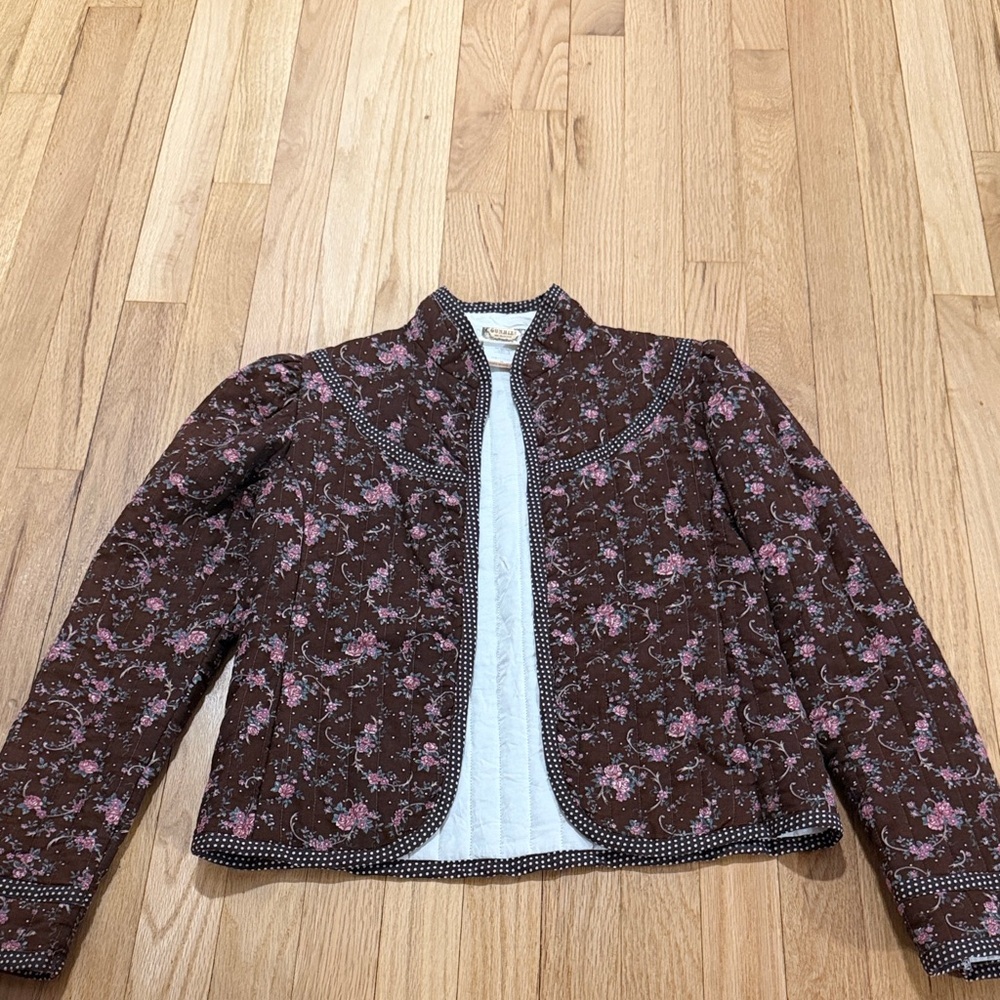 Vintage Jessica's Gunnies Brown Pink Floral Quilted Jacket Sz M